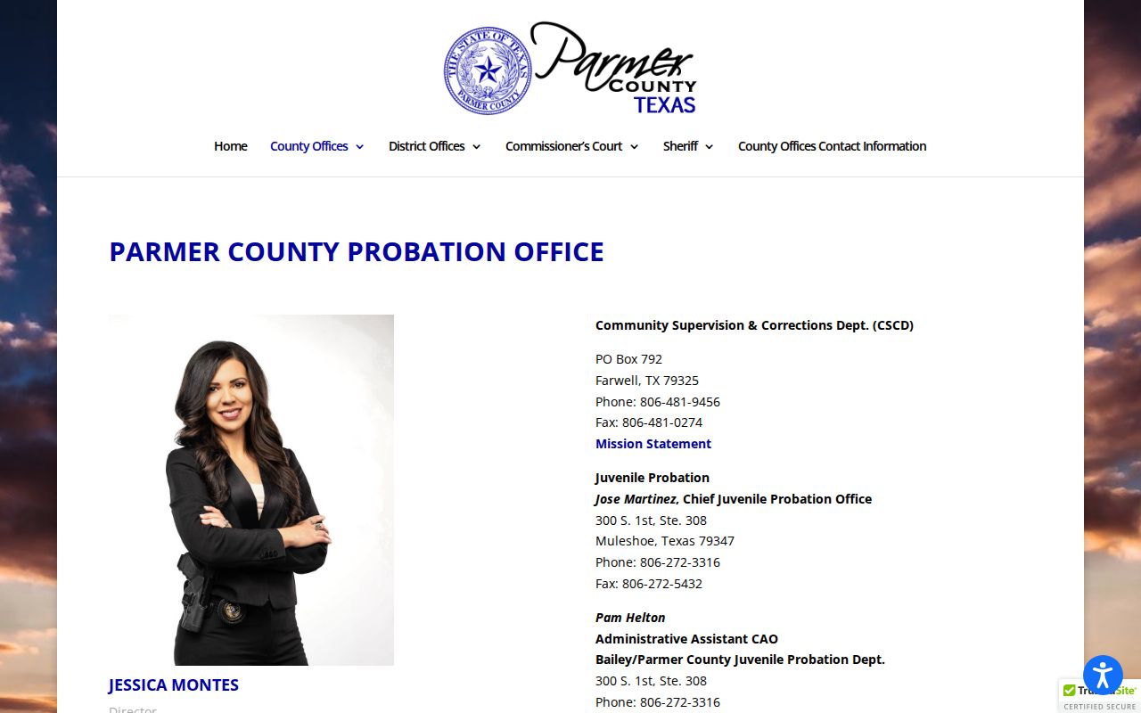 Parmer County probation and post-release supervision contact