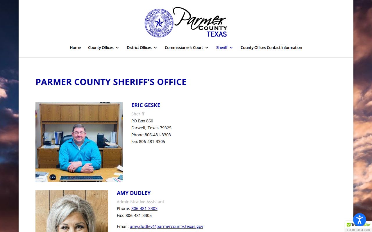 Parmer County Sheriff contacts and Current Inmates link